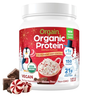 Vegan Protein Powder, Peppermint Hot Cocoa Holiday Flavor