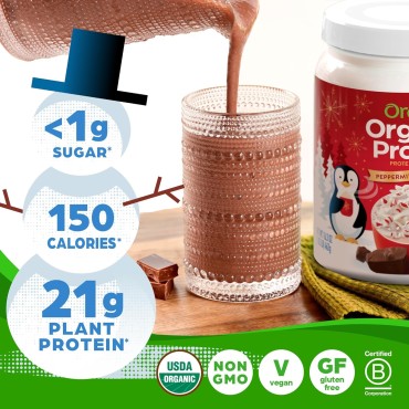 Vegan Protein Powder, Peppermint Hot Cocoa Holiday Flavor