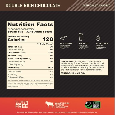 100% Whey Protein Powder, Double Rich Chocolate