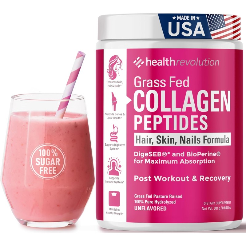 Hydrolyzed Collagen Peptides Powder - Skin,Hair, Nails & Joint Support