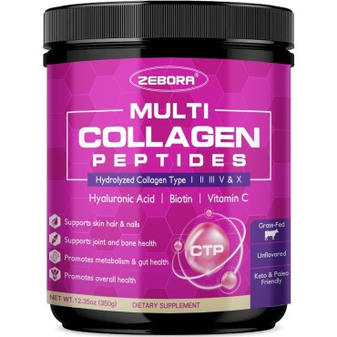 Multi Collagen Peptides Powder - Hydrolyzed Collagen Type I II III V X