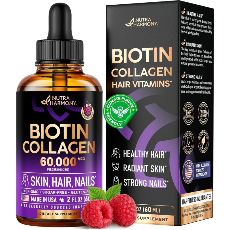 Liquid Biotin&Collagen -Vitamins for Hair Growth Support for Women&Men