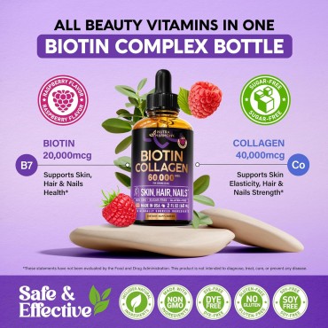 Liquid Biotin&Collagen -Vitamins for Hair Growth Support for Women&Men