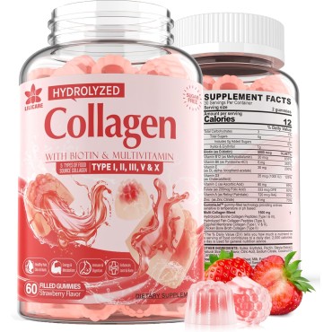 Sugar-Free Hydrolyzed Collagen Peptide Filled Gummies,Protein Type