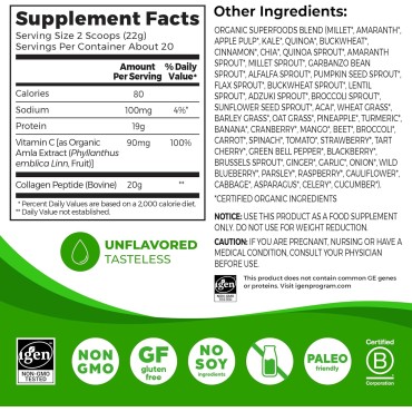 Hydrolyzed Collagen Powder + 50 Organic Superfoods For Women & Men