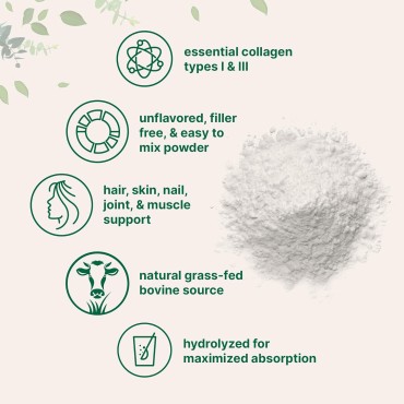 Collagen Peptides Powder,1lb | Hydrolyzed Type I & III Bovine Collagen