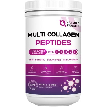 Multi Collagen Peptides Powder - Type I, II, III, V, X - Non-GMO