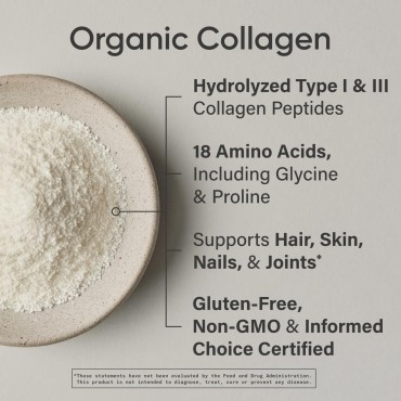 Organic Collagen Peptides - Hydrolyzed Type I & III Collagen Protein