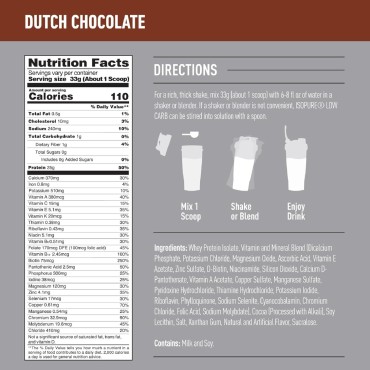 Dutch Chocolate Whey Isolate Protein Powder With Vitamin C & Zinc For Immune Support