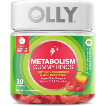 OLLY Metabolism Gummy Rings, Vitamin B12, Chromium, Energy And Digestive Health