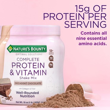 Nature's Bounty Complete Protein & Vitamin Shake Mix with Collagen & Fiber