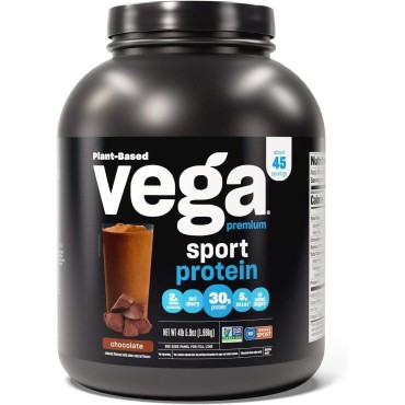 Vega Sport Premium Vegan Protein Powder, Chocolate - 30g Plant Based Protein, Low Carb