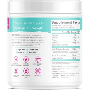 SkinnyFit Super Youth Tropical Punch Multi-Collagen Peptides Plus Apple Cider Vinegar