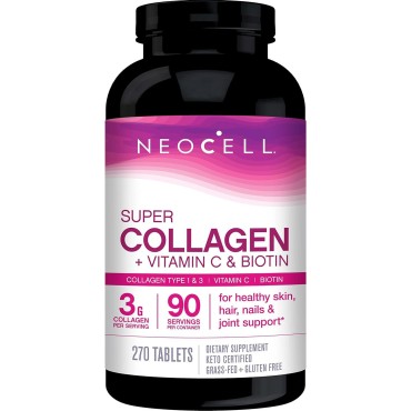 NeoCell Super Collagen Peptides + Vitamin C & Biotin, Promotes Healthy Hair