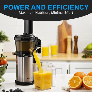 Cold Press Juicer; Slow Masticating Juicer Machine for Vegetables and Fruit; 200W Powerful Slow Juicer, Reverse Function, Easy to Clean; BPA Free; High Extraction Rate