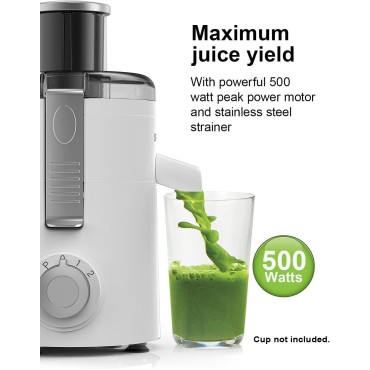 Juicer Machines, SiFENE Compact Centrifugal Juicer Extractor, Juice Maker for Vegetable and Fruit with 3-Speed Setting, Non-BPA, Easy to Clean (White)