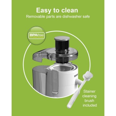 Juicer Machines, SiFENE Compact Centrifugal Juicer Extractor, Juice Maker for Vegetable and Fruit with 3-Speed Setting, Non-BPA, Easy to Clean (White)