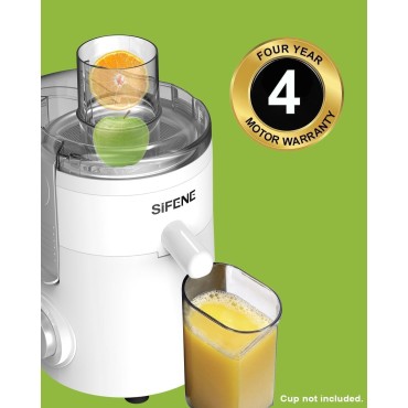 Juicer Machines, SiFENE Compact Centrifugal Juicer Extractor, Juice Maker for Vegetable and Fruit with 3-Speed Setting, Non-BPA, Easy to Clean (White)