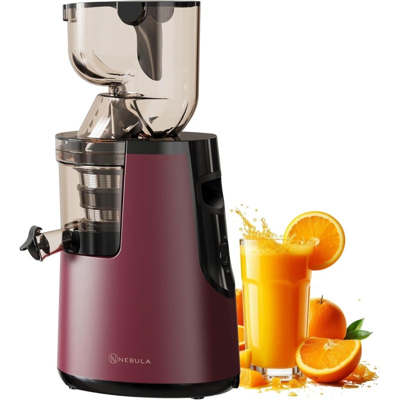 Nebula Grande 45RPM Cold Press Slow Juicer - Whole Fruits & Vegetables, Fresh Healthy Juice, Sorbet, Ice Cream, BPA Free, Commercial Motor (Original Deep Red)