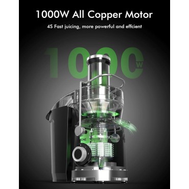 1300W Centrifugal Juicer, 3.2 Wide Chute, High-Yield Juice Extractor, Copper Motor, 3-Speed, Easy Clean, Non-BPA