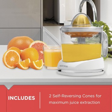 BLACK+DECKER 32oz Electric Citrus Juicer, CJ625, Pressure Activated, Adjustable Pulp Control, Dishwasher-Safe