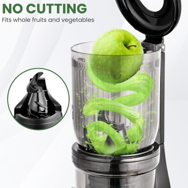 Pukomc Juicer Machines, Cold Press Juicer with 4.1'' Large Feed，Slow Masticating Machines Chute Fit Whole Vegetable And Fruit，High Juice Yield Juicer Easy to Clean