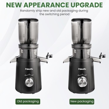 Pukomc Juicer Machines, Cold Press Juicer with 4.1'' Large Feed，Slow Masticating Machines Chute Fit Whole Vegetable And Fruit，High Juice Yield Juicer Easy to Clean