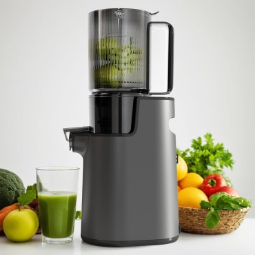 Slow Masticating Juicer Machines Cold Press Juicer Machines with 4 Wide Chute Pure Juicer Machine for Vegetables and Fruits,Reverse Function,NO BPA,JC01,Grey