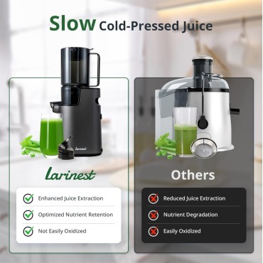 Slow Masticating Juicer Machines, Cold Press Machines with 4 Wide Chute, Pure Juicer Machine for Vegetables and Fruits, Reverse Function, BPA-Free, JC01, Grey