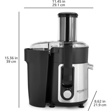 Amazon Basics Wide-Mouth, 2 speed centrifugal juicer, Black, 33.8 ounce / 1000 ML