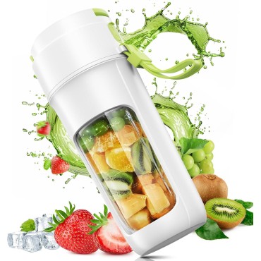 Portable Blender, 340 ml Personal Juicer Cup with USB Rechargeable, Fruit Mixer for Shakes and Smoothies, Easy to Clean, BPA Free for Travel and Home