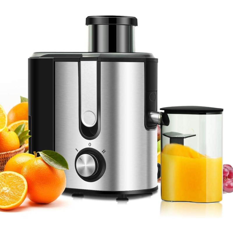 COSTWAY Juicer Machines with 2.5inch Wide Mouth, 400W Masticating Juicer Extractor with Dual Speed Control and Overload Protection, Stainless Steel Centrifugal Juicer with Anti-drip Design, BPA-FREE