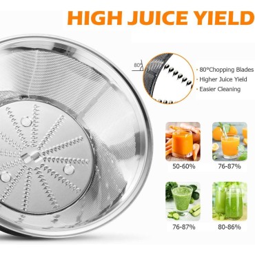 COSTWAY Juicer Machines with 2.5inch Wide Mouth, 400W Masticating Juicer Extractor with Dual Speed Control and Overload Protection, Stainless Steel Centrifugal Juicer with Anti-drip Design, BPA-FREE