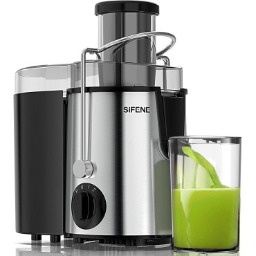 SiFENE Quick Juicer Machine, Centrifugal Juicer with 3 Big Mouth for Whole Fruits & Veggies, Easy to Clean, Non-BPA Stainless Steel Kitchen Juicer