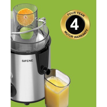 SiFENE Quick Juicer Machine, Centrifugal Juicer with 3 Big Mouth for Whole Fruits & Veggies, Easy to Clean, Non-BPA Stainless Steel Kitchen Juicer