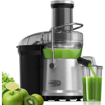 SiFENE Centrifugal Juicer Machine, Rapid 1000W Juice Extractor, Large 3.2'' Feed Chute for Whole Fruit & Veg Juicing, Easy to Clean, Powerful Motor for Fast Juicing, Gray