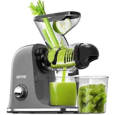 SiFENE Cold Press Juicer Machine, Compact Single Serve Slow Masticating Juicer, Vegetable and Fruit Juice Extractor Maker Squeezer, Easy to Clean, Non-BPA