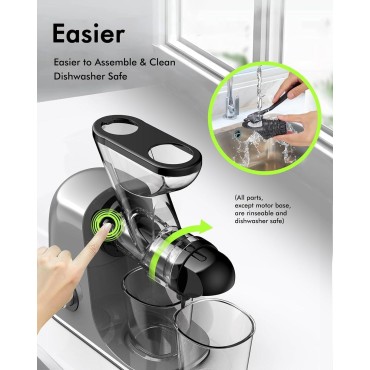 SiFENE Cold Press Juicer Machine, Compact Single Serve Slow Masticating Juicer, Vegetable and Fruit Juice Extractor Maker Squeezer, Easy to Clean, Non-BPA