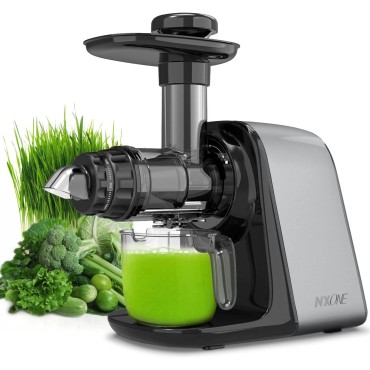 Masticating Juicer, NXONE Cold Press Juicer for Vegetable and Fruit, Juicer Machines with 3 Speed Modes and Reverse Function, Easy to Clean Slow Juicer with Brush, Silver