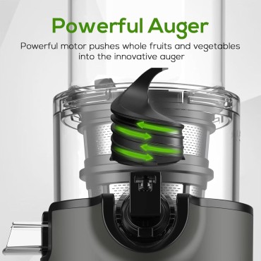 Cold Press Juicer, Masticating Juicer for Fruits Whole Lemon Orange & Vegetables | 97% Juice Yield, Max Nutrition, Electric Slow Juicer Machines with 2 Cups (BPA-Free, Divide Pulp)