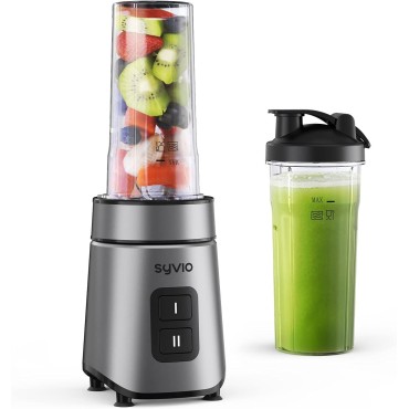 Syvio Blender for Shakes and Smoothies, 600W Personal Blender, Smoothie Blender with 2 Speed Control, Smoothie Maker with 2 BPA-Free 20Oz Sport Cup