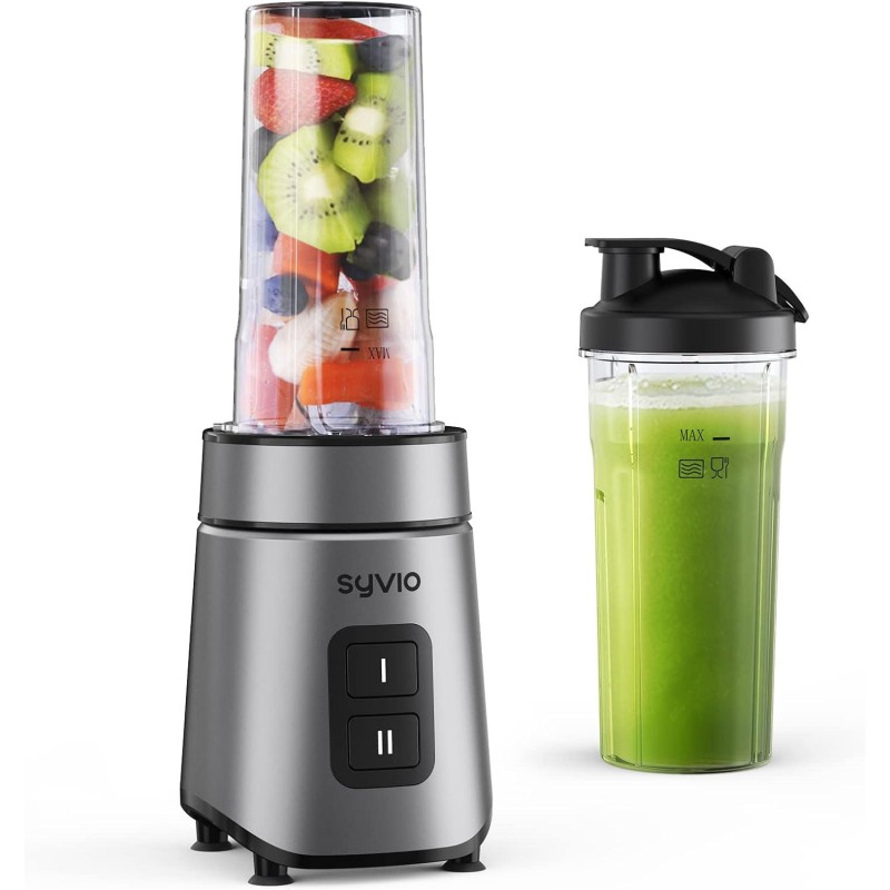 Syvio Blender for Shakes and Smoothies, 600W Personal Blender, Smoothie Blender with 2 Speed Control, Smoothie Maker with 2 BPA-Free 20Oz Sport Cup