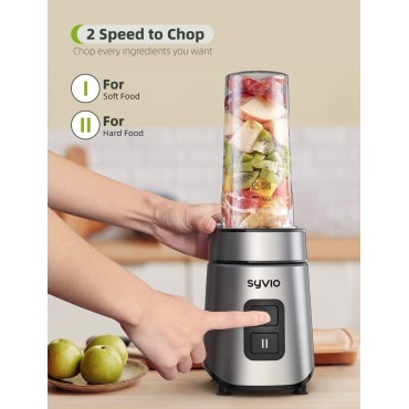 Syvio Blender for Shakes and Smoothies, 600W Personal Blender, Smoothie Blender with 2 Speed Control, Smoothie Maker with 2 BPA-Free 20Oz Sport Cup