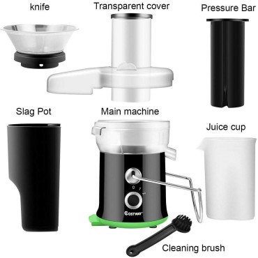 COSTWAY Juicer Machine, Centrifugal Juicer with 3-Inch Wide Mouth, BPA-Free Stainless Steel Juice Maker with 2-Speed Control, Masticating Juice Extractor for Fruit Vegetable