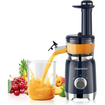 Cold Press Juicer, ZASMIRA Juicer Machines for Vegetable and Fruit with Upgraded Juicing Technology, Powerful Quiet Motor, Compact Size for Space-Saving Juicer, Easy to Clean