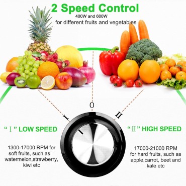 Juicer Machines, 600W Juicer with 3'' Wide Mouth for Vegetable and Fruit, Stainless Steel Centrifugal Juice Extractor Easy to Clean, Anti-drip, BPA-Free