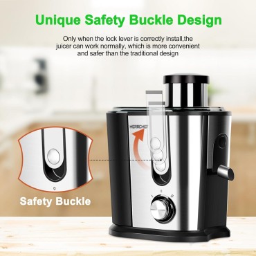 Juicer Machines, 600W Juicer with 3'' Wide Mouth for Vegetable and Fruit, Stainless Steel Centrifugal Juice Extractor Easy to Clean, Anti-drip, BPA-Free