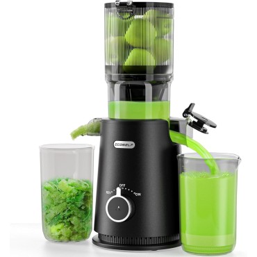 Juicer Machines, ECOSELF Cold Press Juicer with 4.35 Large Feed Chute Fit Whole Fruits and Vegetables, Easy to Clean, Masticating Juicer Self Feeding Effortless for Batch Juicing, High Juice Yield