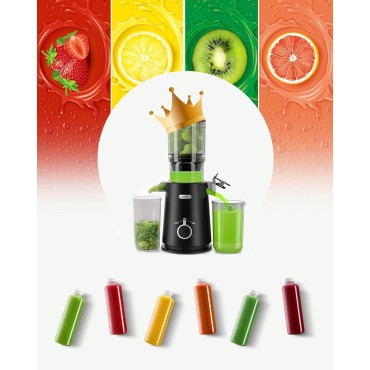 Juicer Machines, ECOSELF Cold Press Juicer with 4.35 Large Feed Chute Fit Whole Fruits and Vegetables, Easy to Clean, Masticating Juicer Self Feeding Effortless for Batch Juicing, High Juice Yield