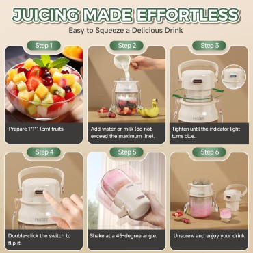 Portable Blender, Personal Blender for Shakes and Smoothies with 27oz Cup, Lid and Shoulder Strap, Type-C USB Rechargeable, Dishwasher Safe Parts, BPA-free, Food and Juice for Gym/Travel/Kitchen